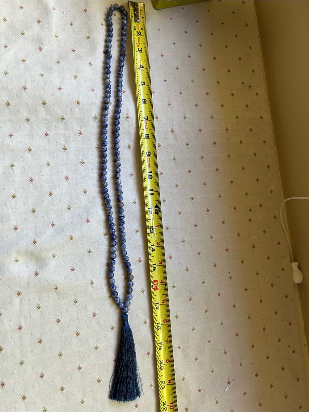 Blue Beaded Tassel Necklace